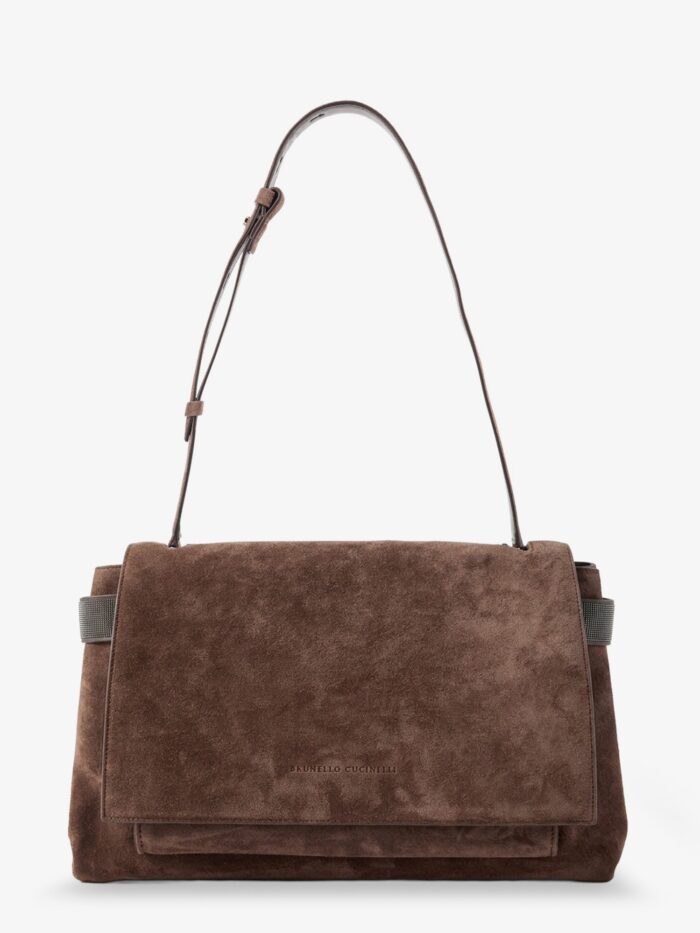 brunello cucinelli suede crossbody bag with monili details Brunello Cucinelli Suede Crossbody Bag With Monili Details