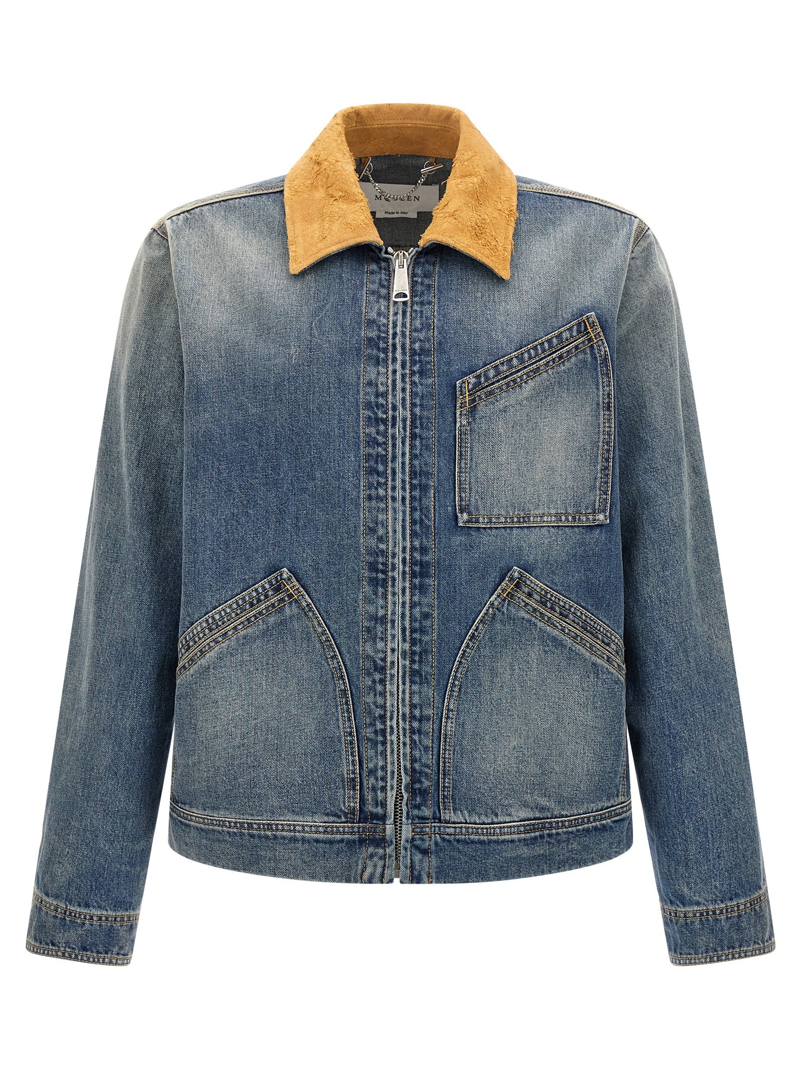 MCQUEEN Suede Denim Jacket
