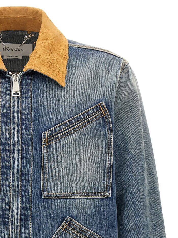 MCQUEEN Suede Denim Jacket