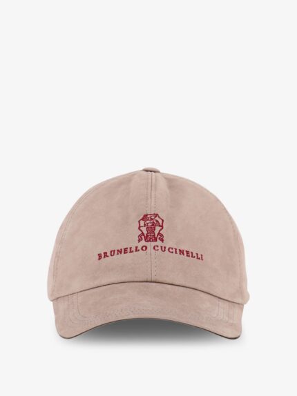 Brunello Cucinelli Suede Hat With Embroidered Logo On The Front