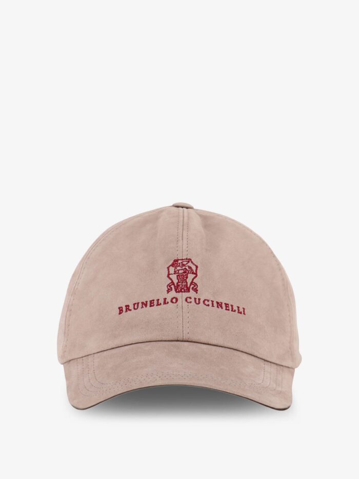 Brunello Cucinelli Suede Hat With Embroidered Logo On The Front