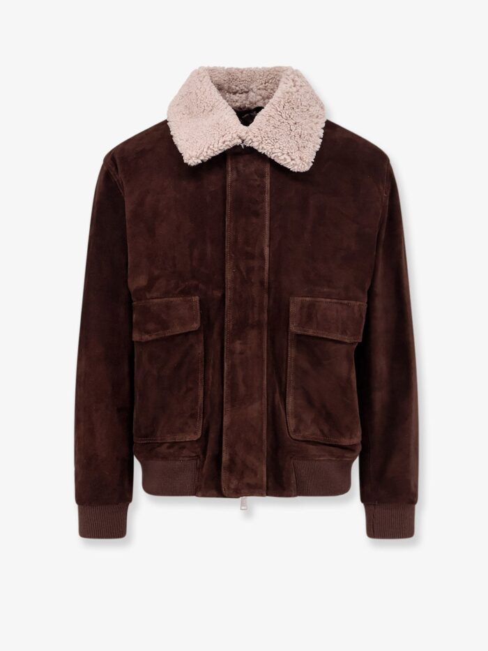 arma suede jacket with fur collar ARMA Suede Jacket With Fur Collar