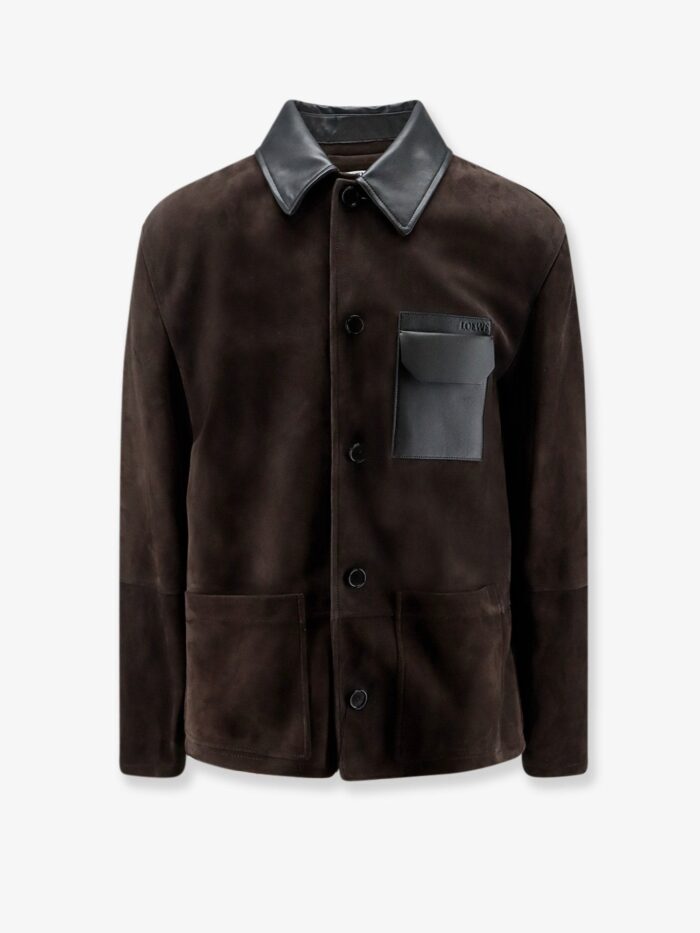 loewe suede jacket with leather details LOEWE Suede Jacket With Leather Details