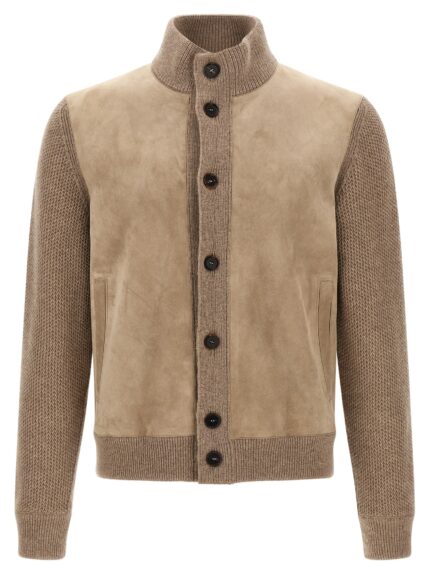 Zegna Suede Panel Cardigan