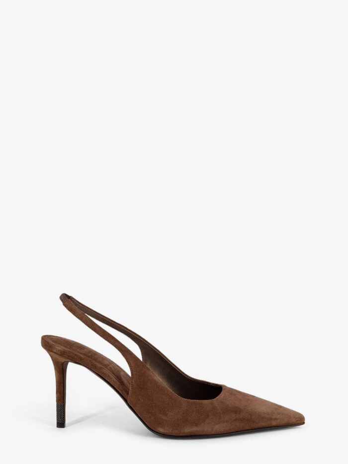 brunello cucinelli suede pumps with monili detail on the heel Brunello Cucinelli Suede Pumps With Monili Detail On The Heel