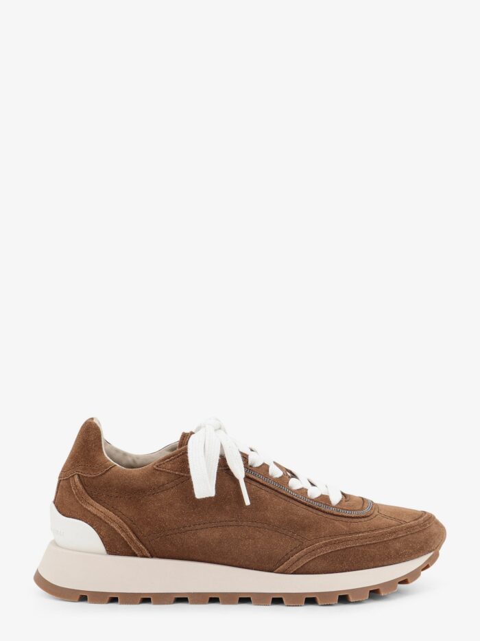 brunello cucinelli suede sneakers with monili embellishment Brunello Cucinelli Suede Sneakers With Monili Embellishment