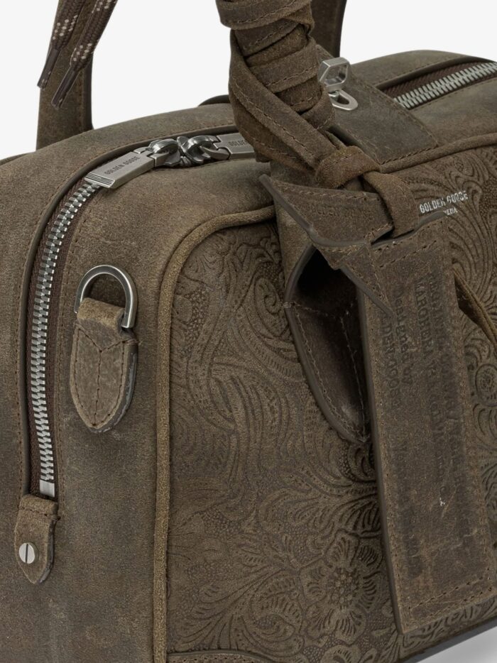 Golden Goose Deluxe Brand Suede Vita Bag Crossbody Bag With Floral Motif
