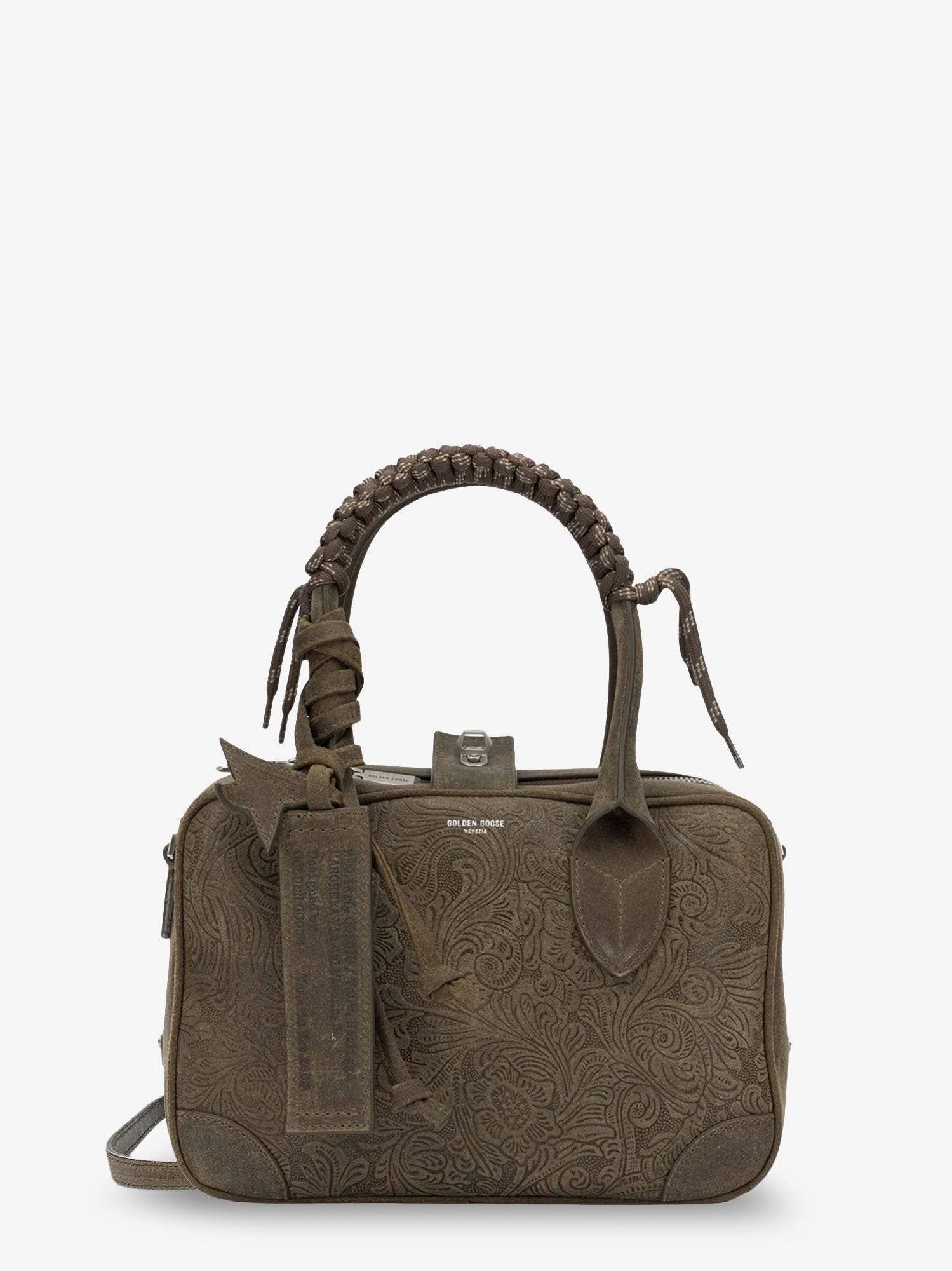 Golden Goose Deluxe Brand Suede Vita Bag Crossbody Bag With Floral Motif