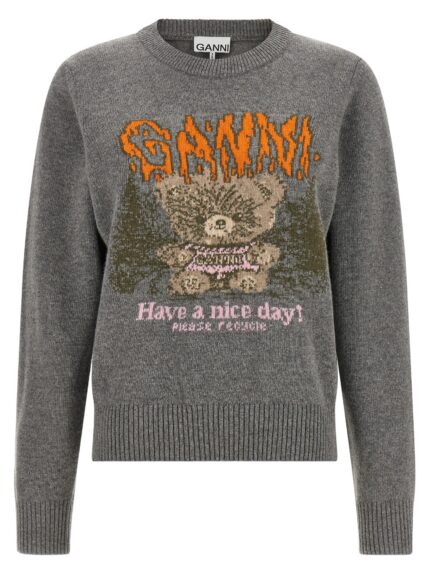 GANNI Sweater With Front Intarsia
