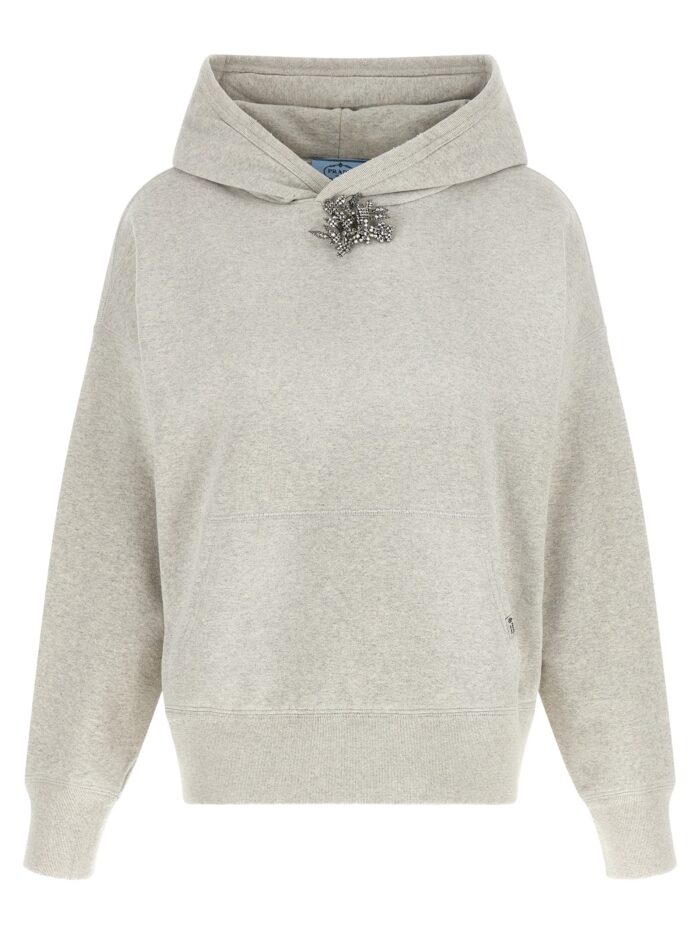 prada sweatshirt with jewel pin PRADA Sweatshirt With Jewel Pin