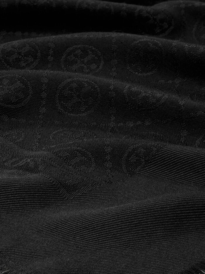 Tory Burch T Monogram Jacquard Traveler Silk And Wool Blend Scarf