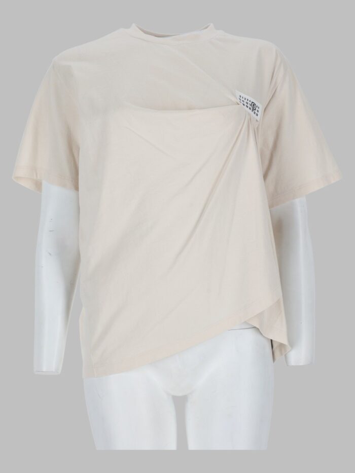 MM6 MAISON MARGIELA T-shirt Con Drappeggio E Patch Logo