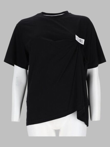 MM6 MAISON MARGIELA T-shirt Con Drappeggio E Patch Logo
