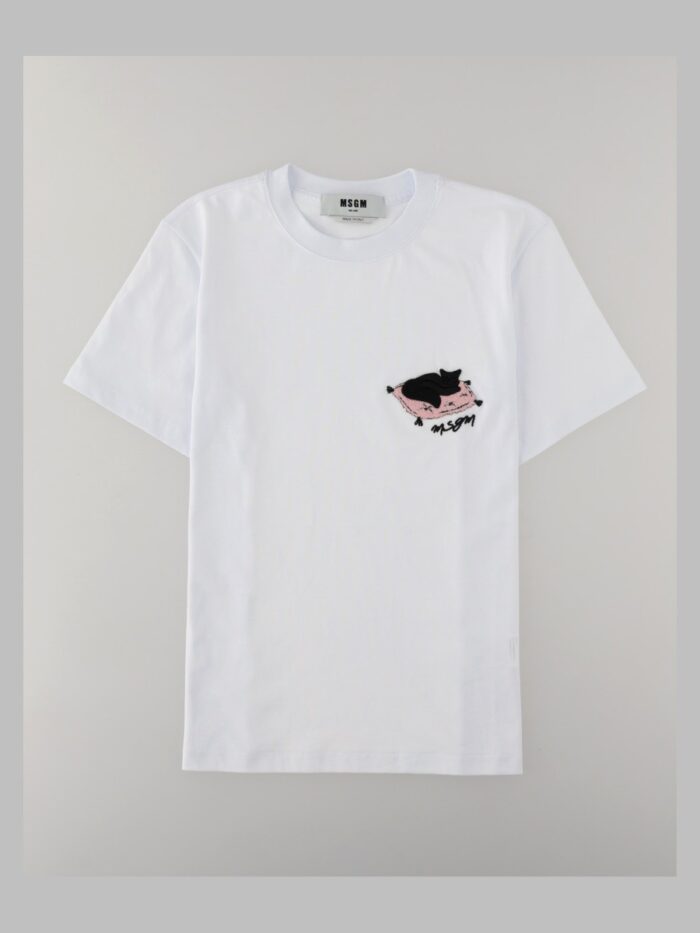 msgm t shirt con ricamo Msgm T-Shirt Con Ricamo
