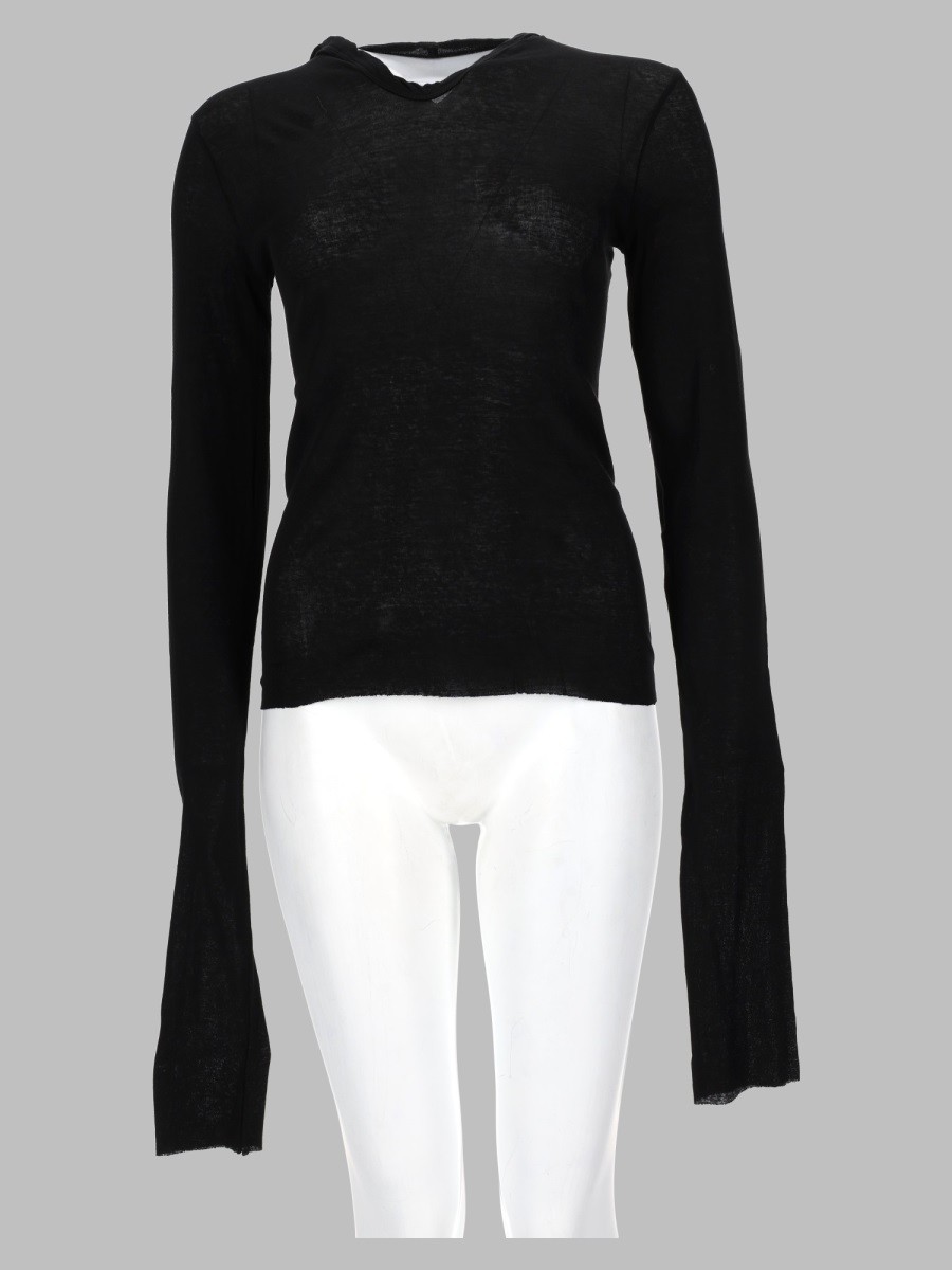 RICK OWENS T-SHIRT "CROPPED HOODED RIB LS T"