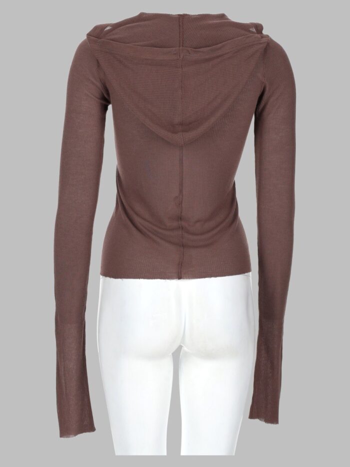 RICK OWENS T-SHIRT "CROPPED HOODED RIB LS T"