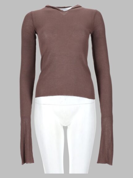 RICK OWENS T-SHIRT "CROPPED HOODED RIB LS T"