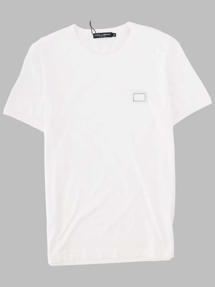 dolce & gabbana t shirt in cotone con placca Dolce & Gabbana T-SHIRT IN COTONE CON PLACCA