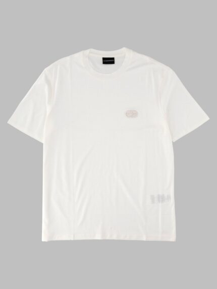 Emporio Armani T-shirt In Jersey Misto Lyocell Con Ricamo Logo EA