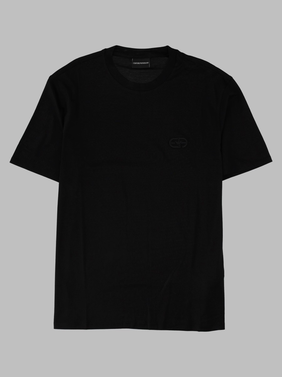 Emporio Armani T-shirt In Jersey Misto Lyocell Con Ricamo Logo EA