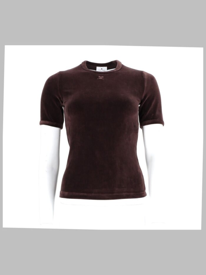 courreges t shirt in velluto COURREGES T-SHIRT IN VELLUTO
