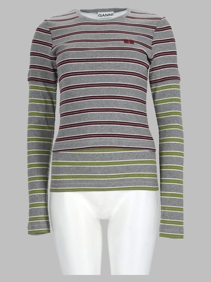 ganni t shirt layered in cotone GANNI T-Shirt Layered In Cotone