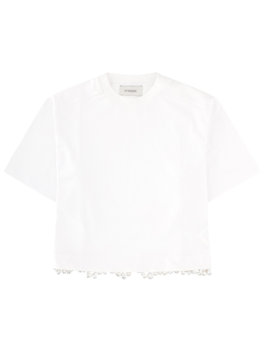 Sportmax T-SHIRT "PALMAS" CON PERLE RICAMATE