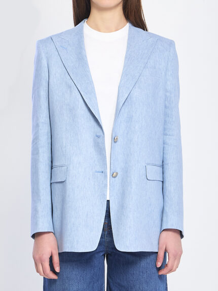 Tagliatore Single-breasted stretch linen and cotton jacket