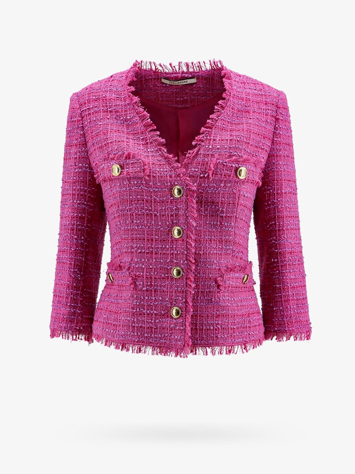 Tagliatore Tweed Blazer With Frayed Profiles