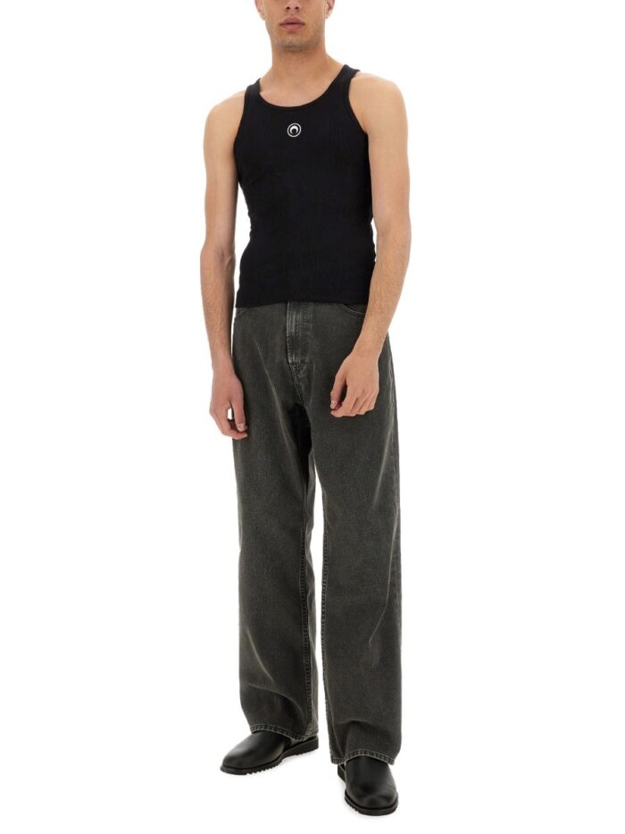 Marine Serre Ribbed Tank Top With Moon Logo