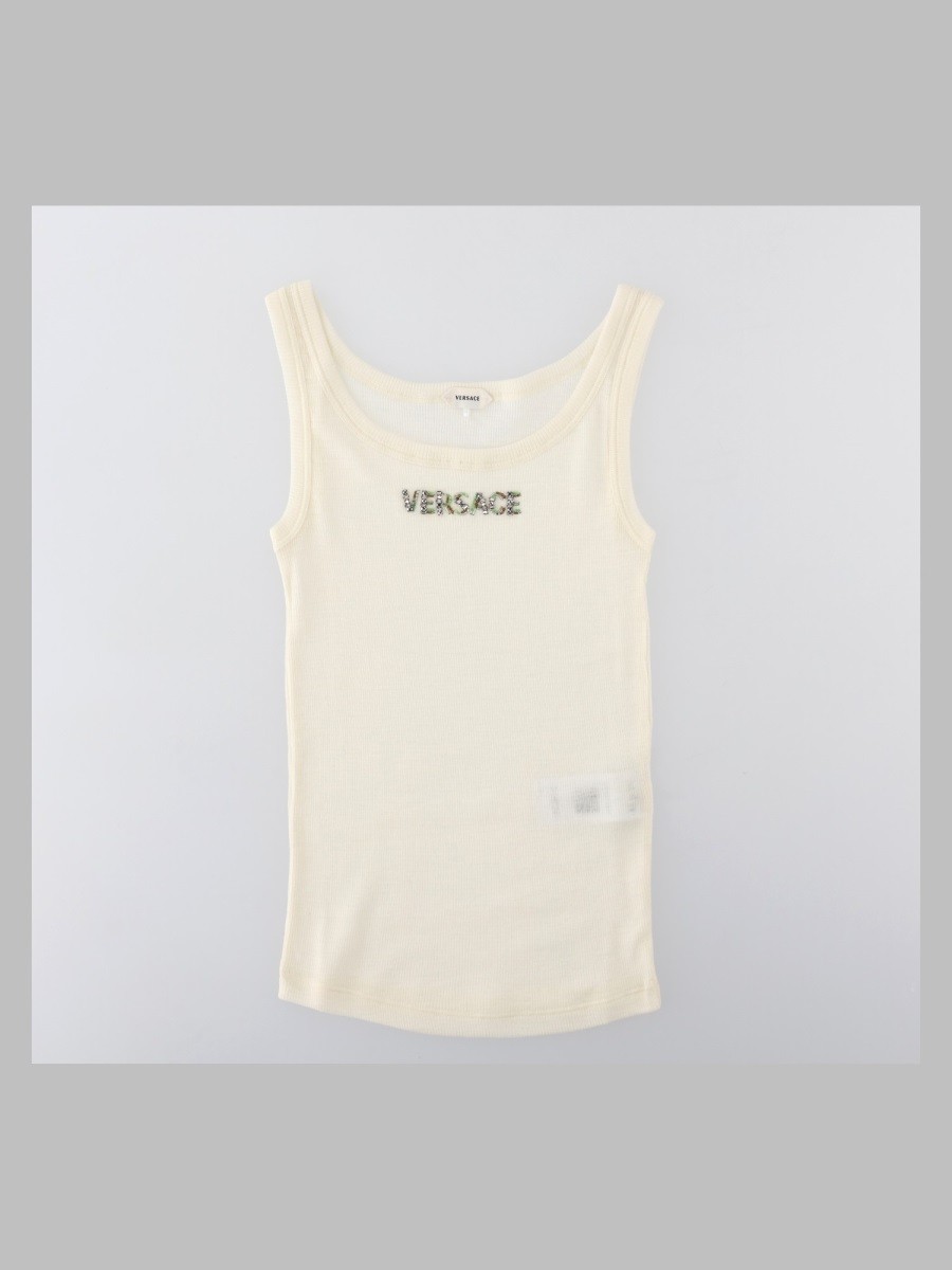Versace Tank Top Con Crystal Logo