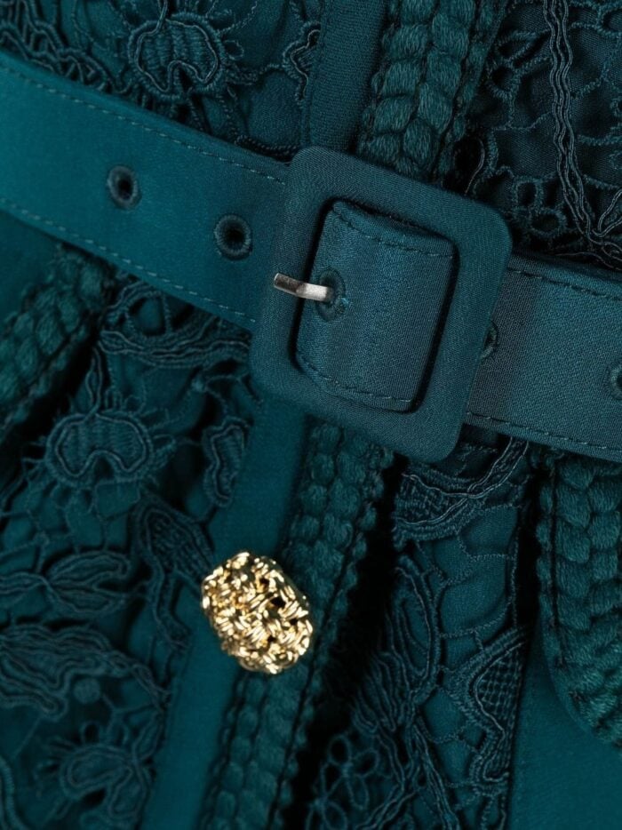 Teal Lace Bodice Midi Dress