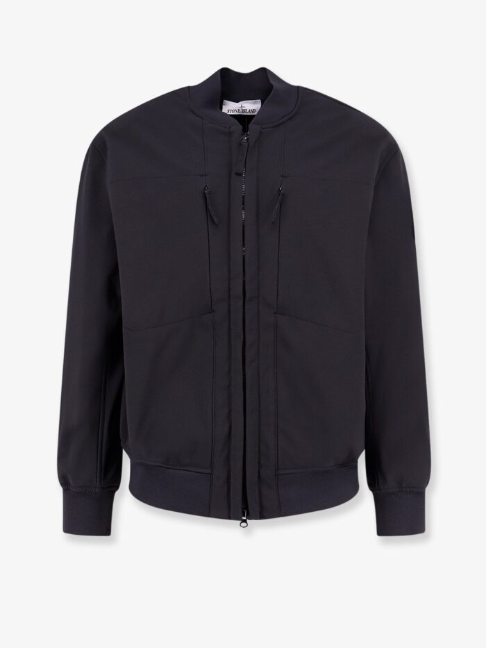 stone island technical fabric jacket with iconic side logo patch Stone Island Technical Fabric Jacket With Iconic Side Logo Patch