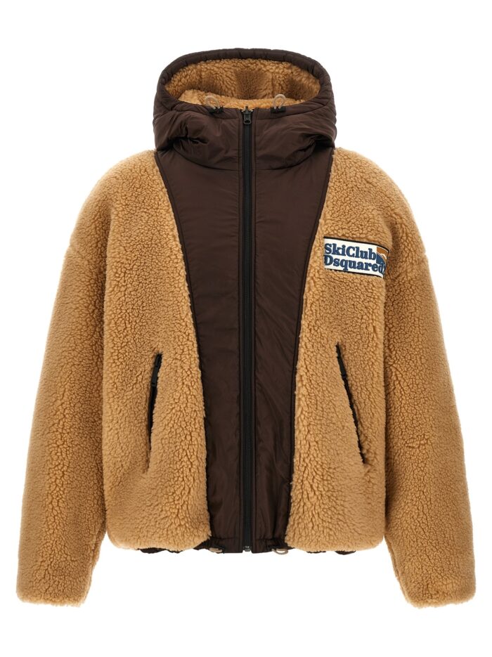 dsquared2 teddy reversible jacket with logo patch Dsquared2 Teddy Reversible Jacket With Logo Patch