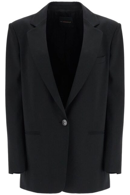 THE ANDAMANE Blazer In Poliestere E Lana Nero Oversize Monopetto Con Scollo A V