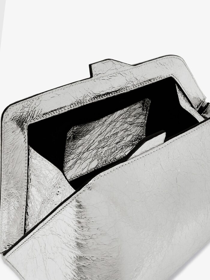 The Attico 8.30 PM Laminated Leather Clutch Bag With Logo Engraved On The Bottom