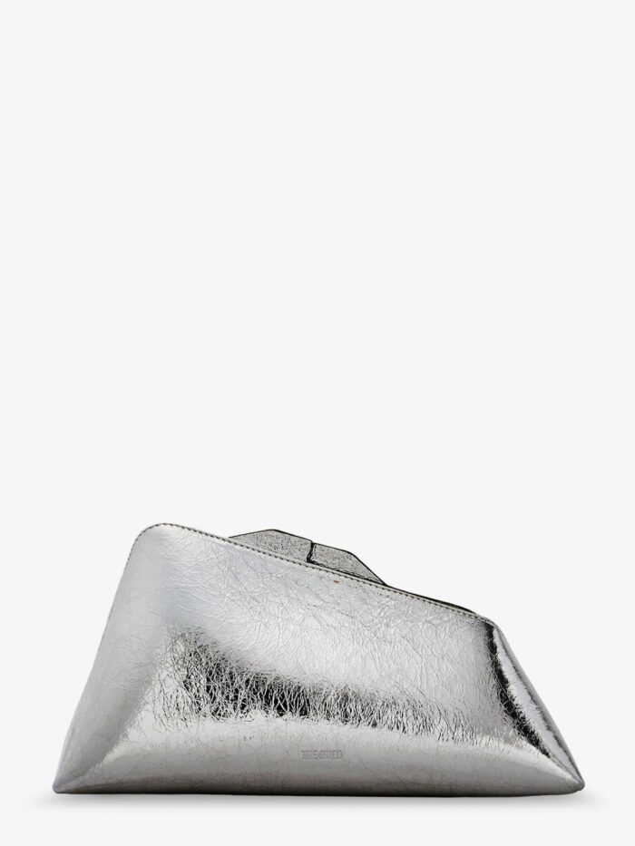 the attico 8.30 pm laminated leather clutch bag with logo engraved on the bottom The Attico 8.30 PM Laminated Leather Clutch Bag With Logo Engraved On The Bottom