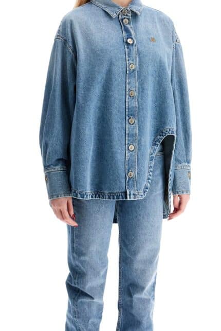 THE ATTICO Asymmetric Denim Overshirt With