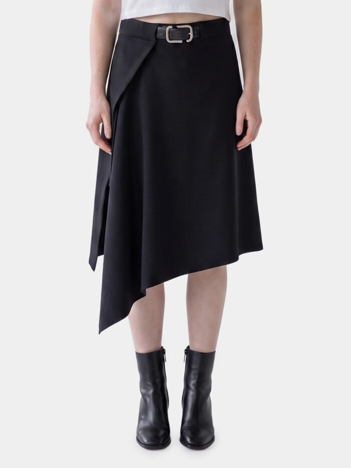 the attico asymmetric midi skirt with belt The Attico Asymmetric midi skirt with belt