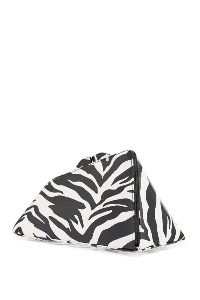 THE ATTICO Black And White Zebra Print Calfskin Clutch With Zip