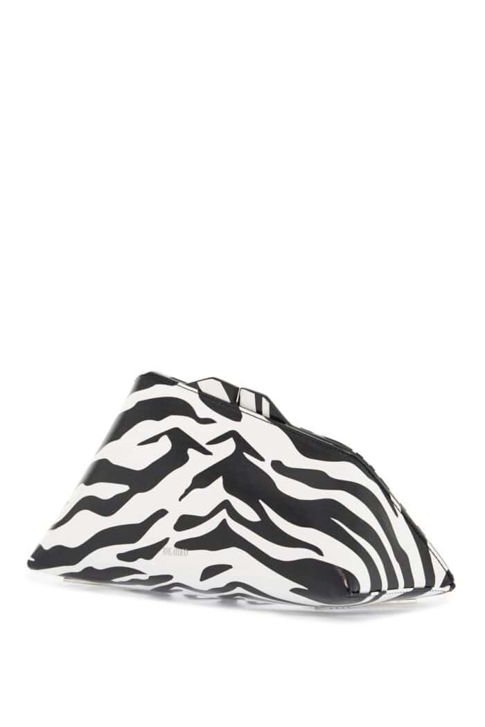 THE ATTICO Black And White Zebra Print Calfskin Clutch With Zip