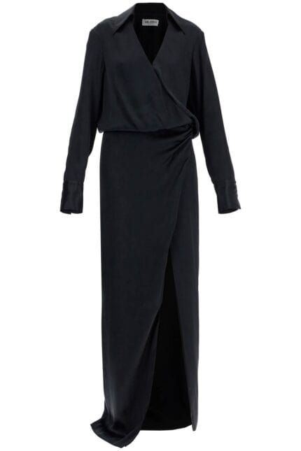 THE ATTICO Black Long Sleeve Midi Dress With Side Slit