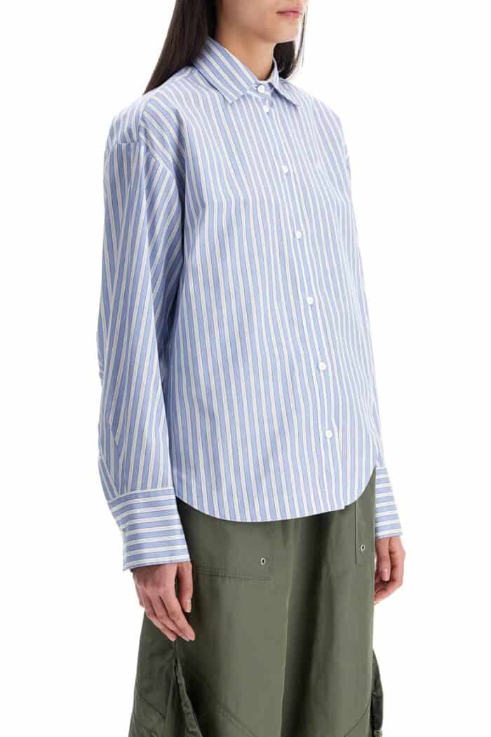 THE ATTICO Blue And White Striped Oversized Cotton Shirt