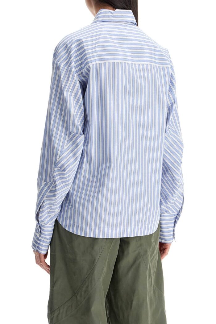 THE ATTICO Blue And White Striped Oversized Cotton Shirt