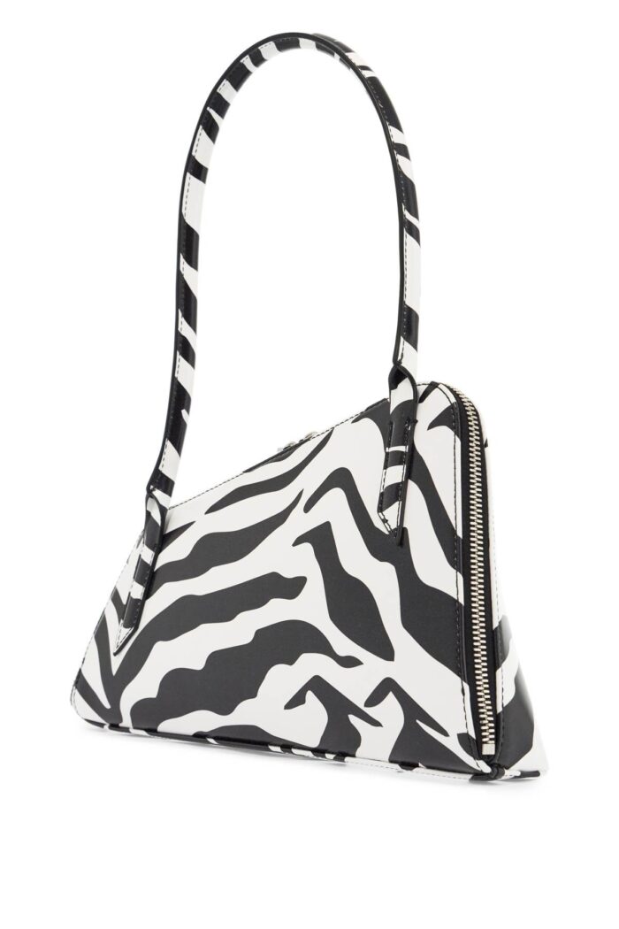 THE ATTICO Borsa A Spalla Triangolare Animalier Bianco E Nero