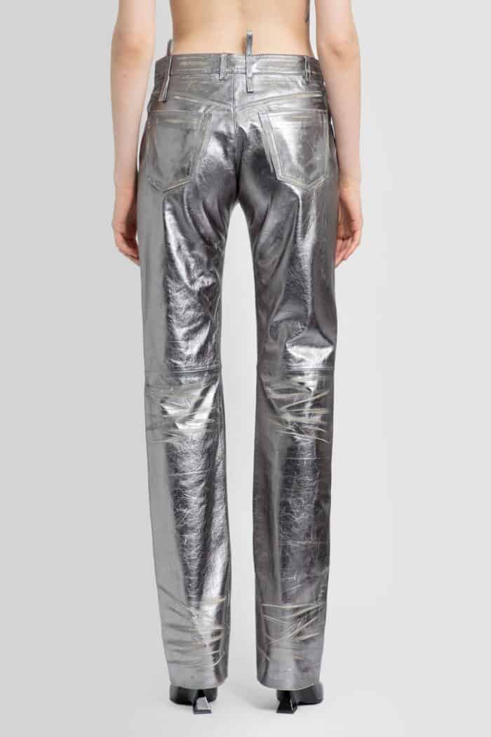 THE ATTICO Destroyed Mirror Leather Long Pants