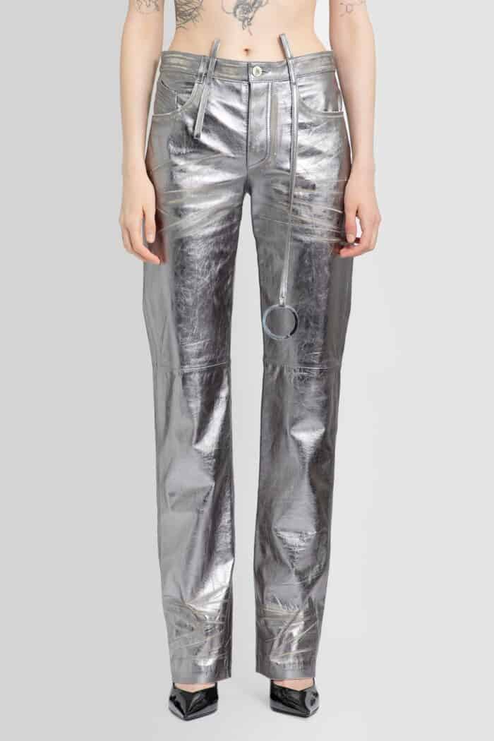 THE ATTICO Destroyed Mirror Leather Long Pants