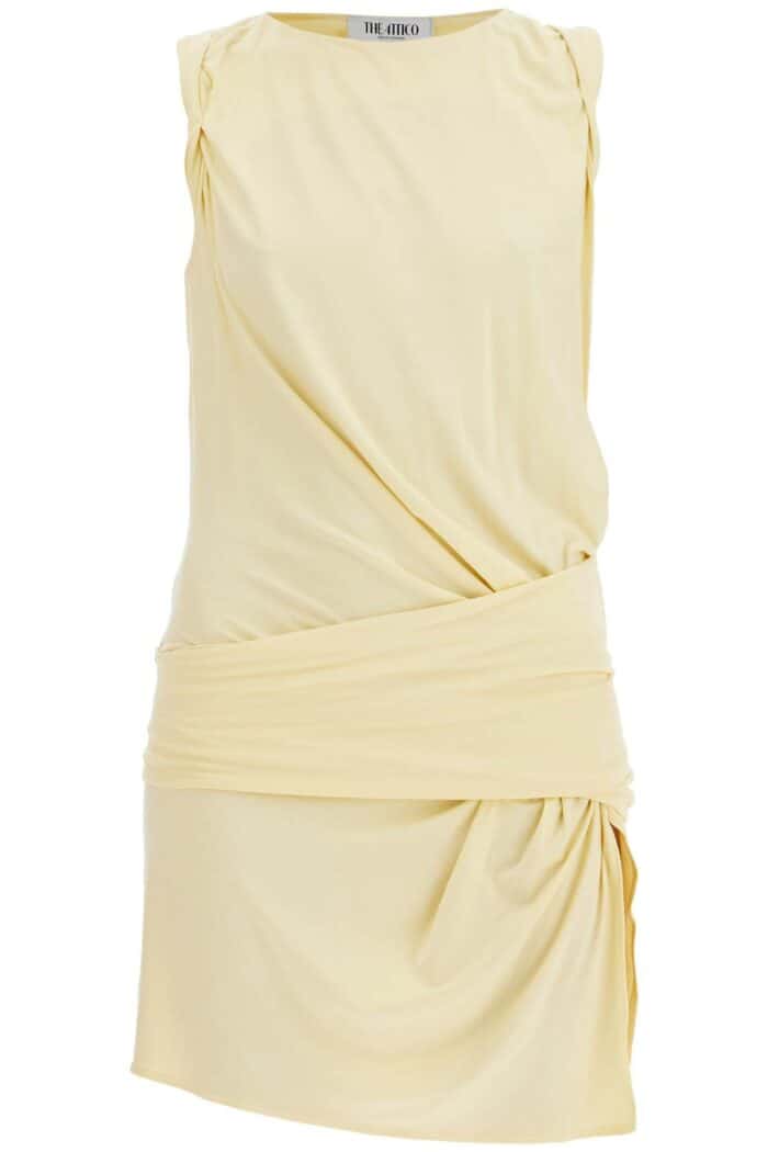 THE ATTICO Dusty Yellow Sleeveless Mini Dress For Casual And Evening