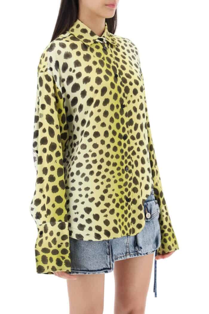 The Attico Eliza Cheetah Print Satin Shirt