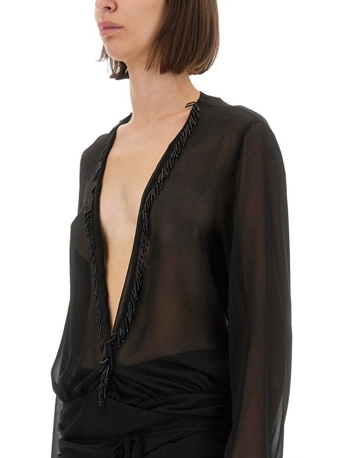 The Attico EMBROIDERED GEORGETTE BLOUSE